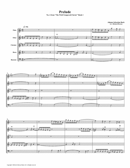 Prelude 04 from  Well-Tempered Clavier, Book 1 (Woodwind Quintet) (arr. Richard Byrnes)
