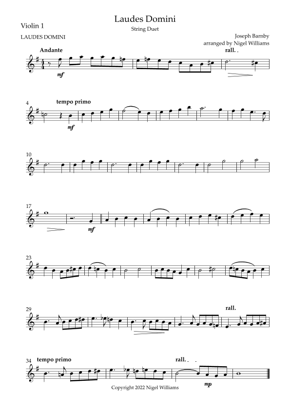 Laudes Domini (arr. Nigel Williams)