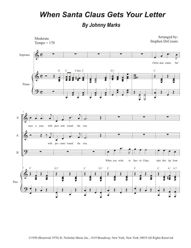 When Santa Claus Gets Your Letter (arr. Stephen DeCesare)