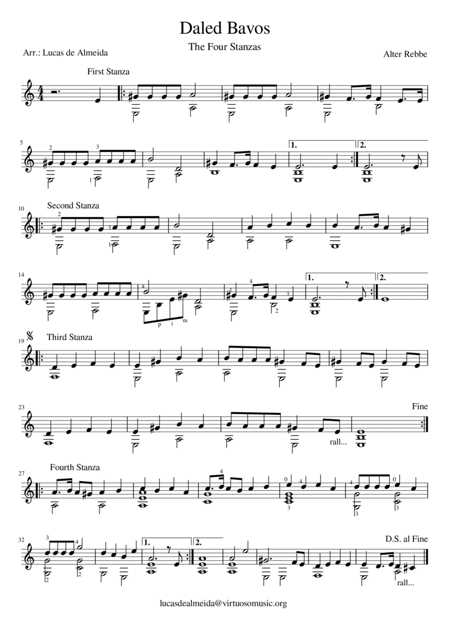 Daled Bavos (Four Stanzas) (arr. Lucas de Almeida)