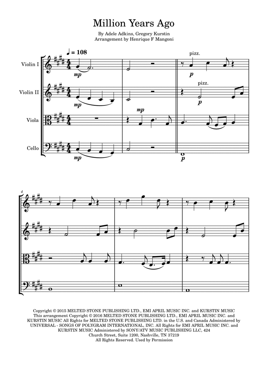 Million Years Ago (arr. Henrique F Mangoni)
