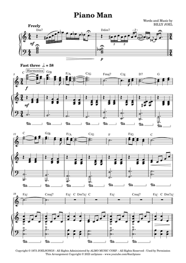 Piano Man (arr. an3piano)