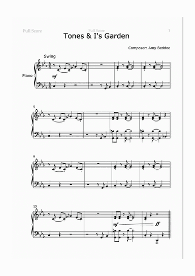 Tones & I's Garden - Early Intermediate Piano