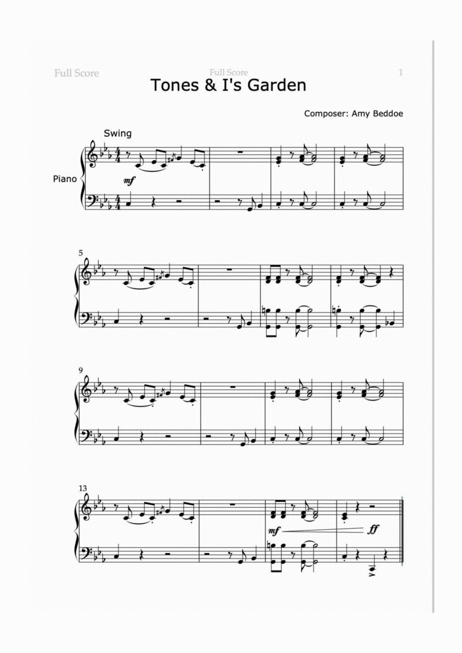 Tones & I's Garden - Early Intermediate Piano