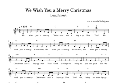 We Wish You a Merry Christimas - Easy Lead Sheet in G Major (arr. Amanda Rodrigues)