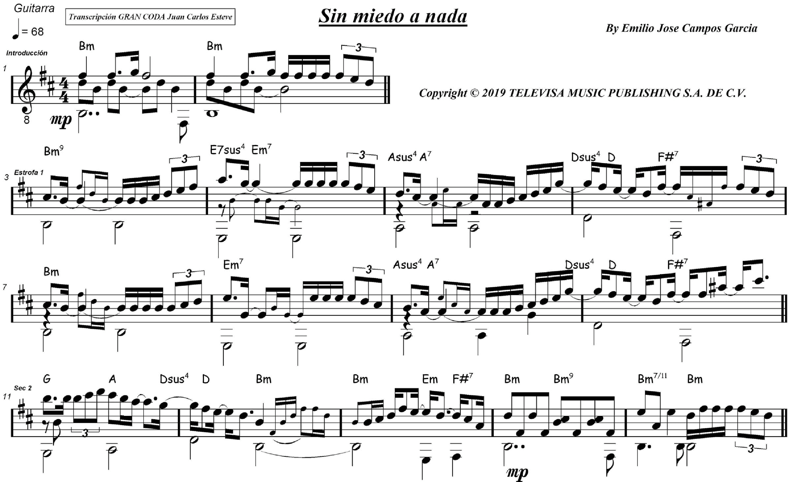 Sin Miedo A Nada (arr. juan carlos esteve / Gran Coda)