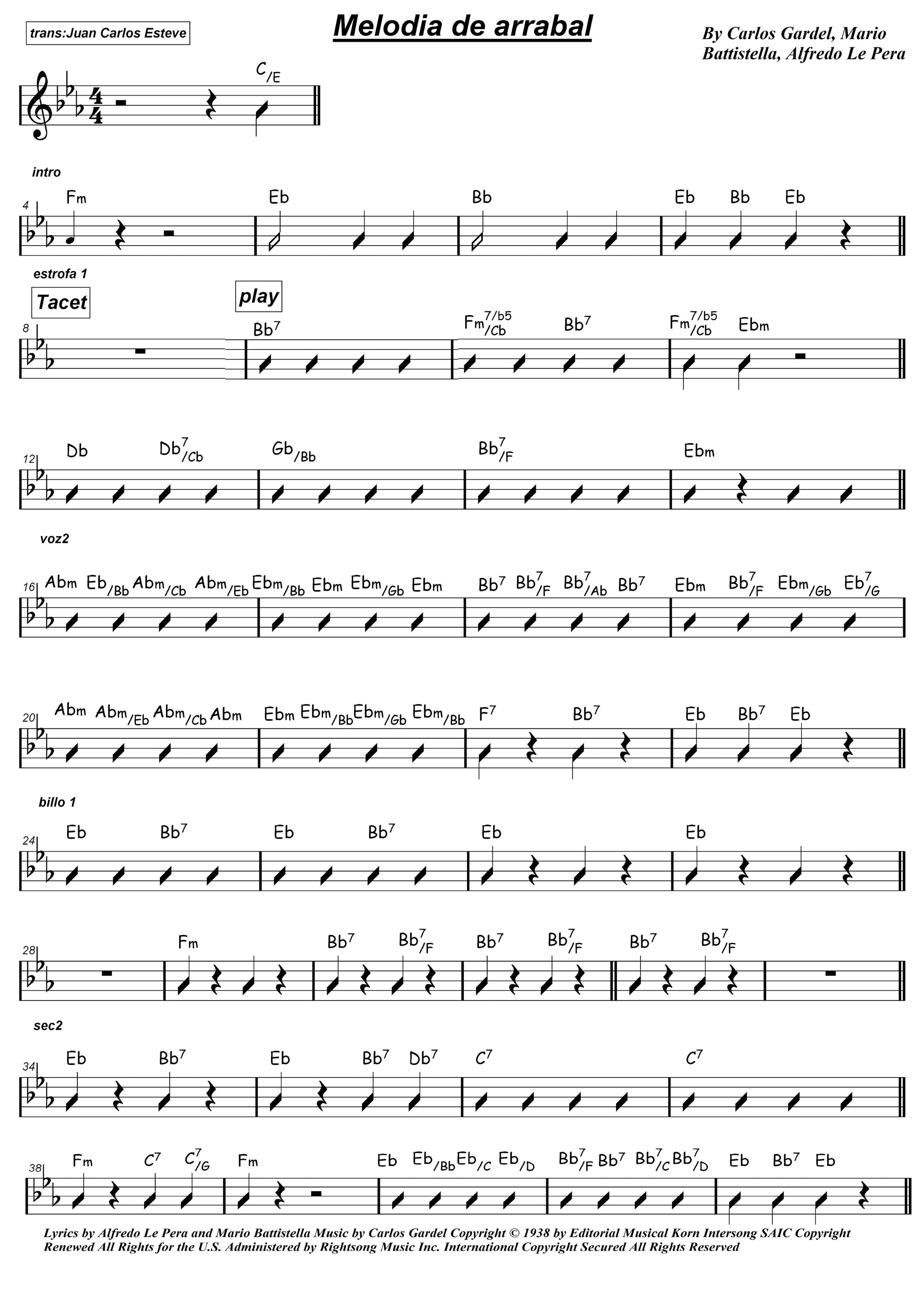 Melodia De Arrabal (arr. juan carlos esteve / Gran Coda)