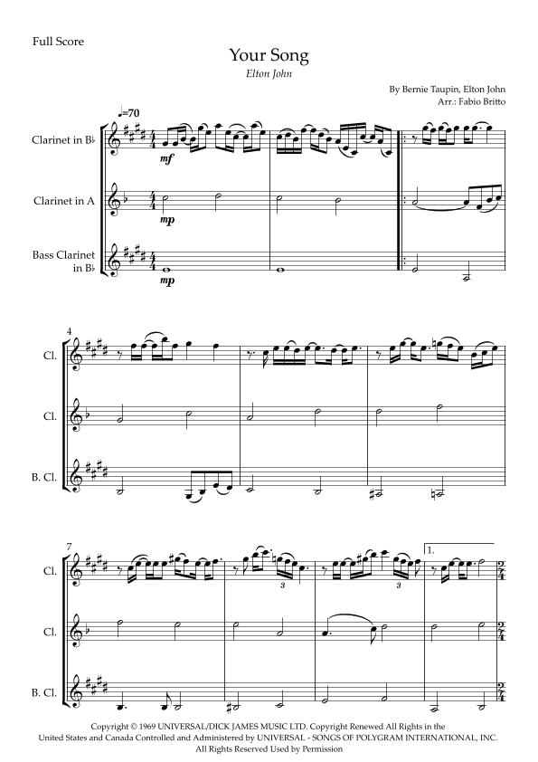 Your Song (arr. Fabio Britto)
