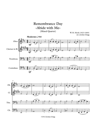 Remembrance Day 'Abide with Me' (Mixed Quartet) (arr. Jordan Grigg)