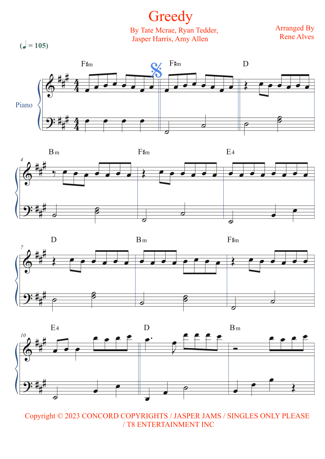 Greedy (arr. Rene Alves)