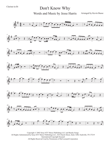 Don't Know Why (arr. Kevin Busse)