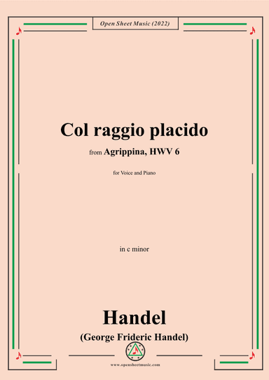 Handel-Col raggio placido,from Agrippina,HWV 6 (arr. OSM Press)