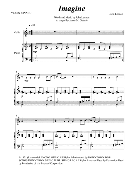 Imagine (arr. James M. Guthrie, ASCAP)