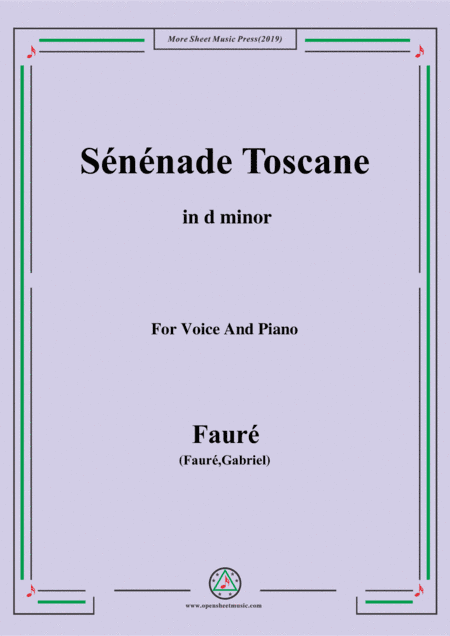 Fauré-Sénénade Toscane,in b flat minor,for Voice and Piano (arr. MSM)
