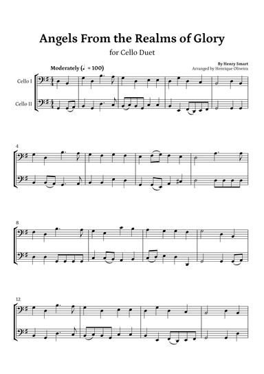 Angels from the Realms of Glory (Cello Duet) - Christmas Carol (arr. Henrique Oliveira)