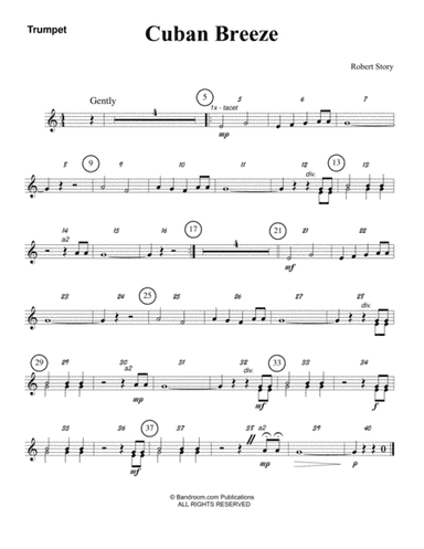 CUBAN BREEZE (beginner concert band - super easy - score, parts, and license to photocopy)