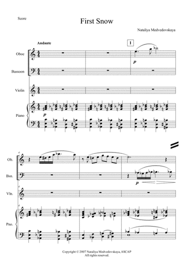 First Snow for oboe, bassoon, violin and piano