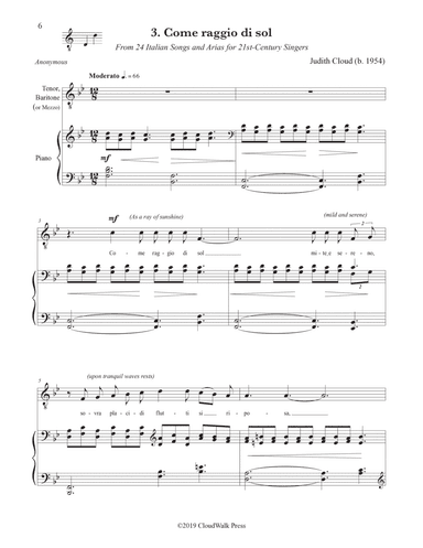 24 Italian Songs and Arias for 21st-Century Singers, No. 3 Come raggio di sol