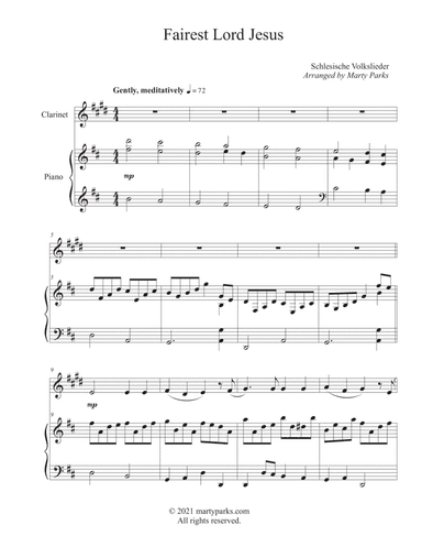Fairest Lord Jesus (Clarinet-Piano) (arr. Marty Parks)