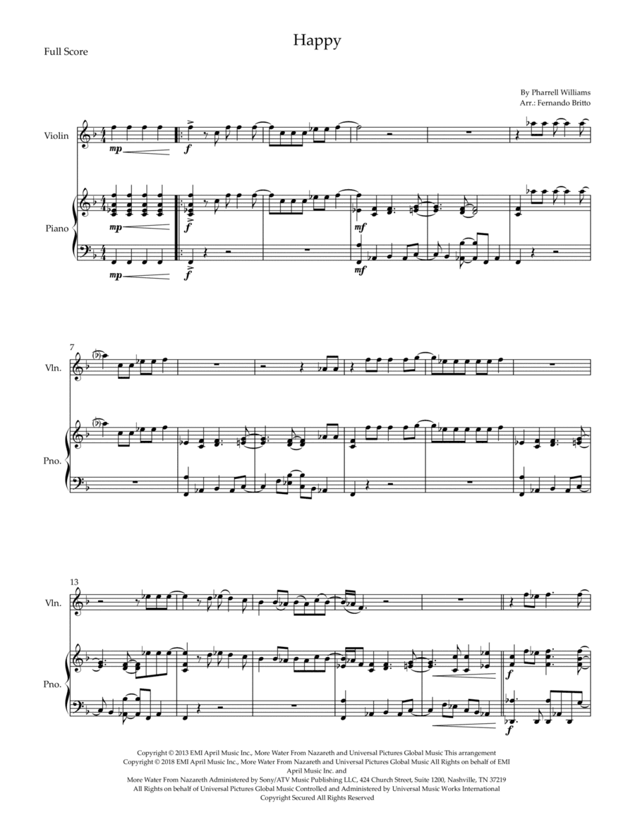 Happy (arr. Fernando Britto)