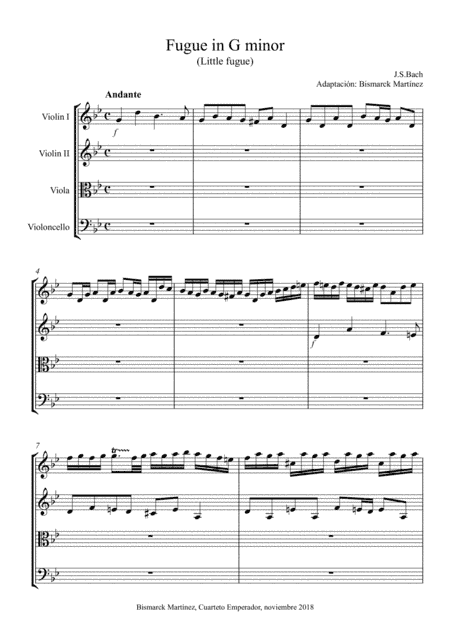 Little fugue in G minor (arr. Bismarck Martínez)