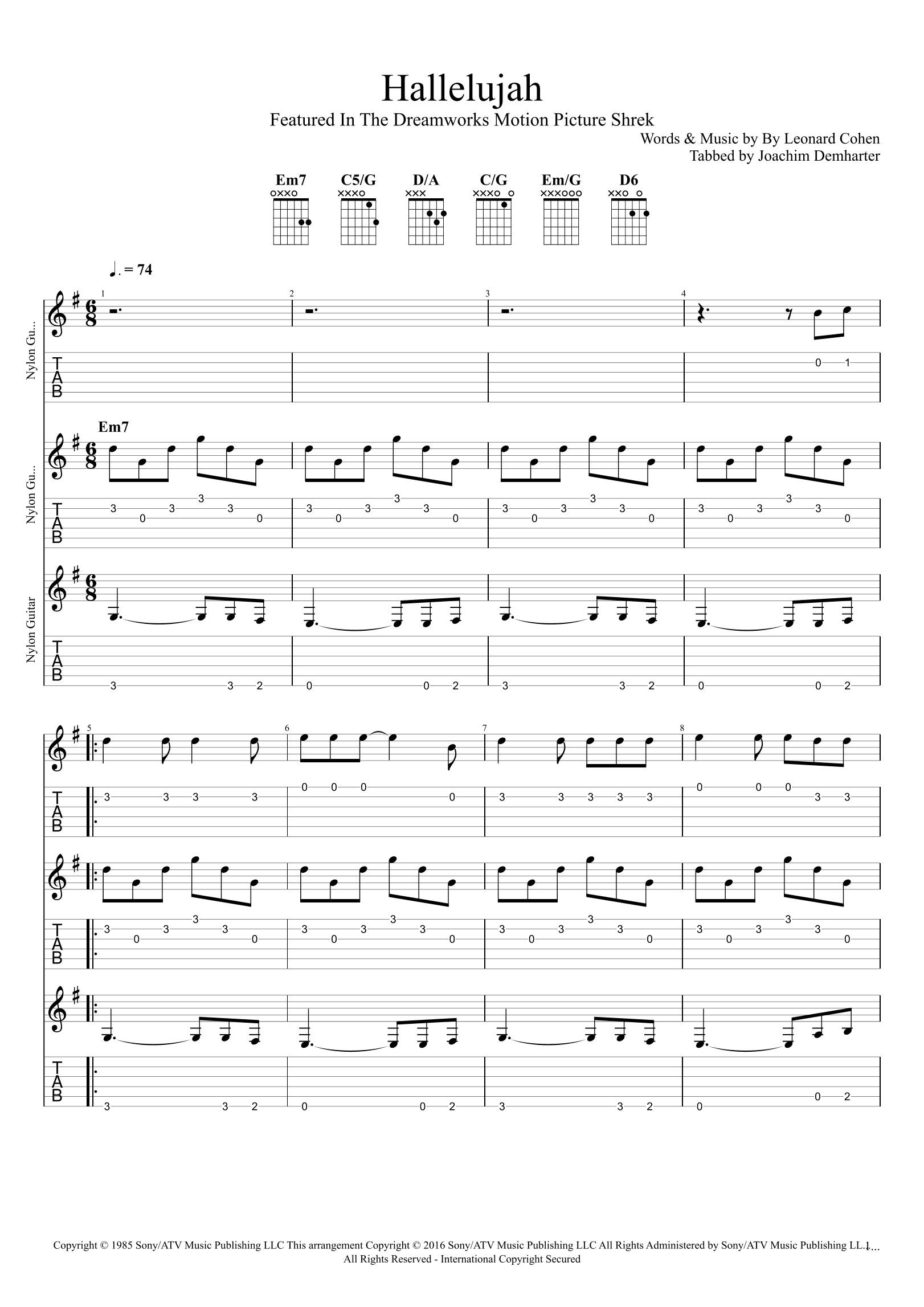 Hallelujah - Score Only (arr. Joachim Demharter)