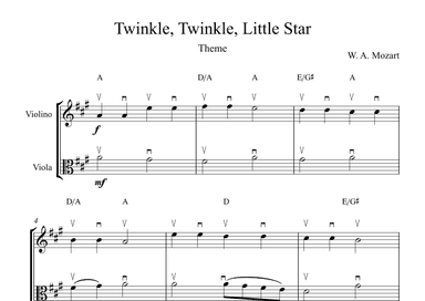 Twinkle, Twinkle, Little Star | For Violin & Viola (With Chords) (arr. Karen Gueiros)