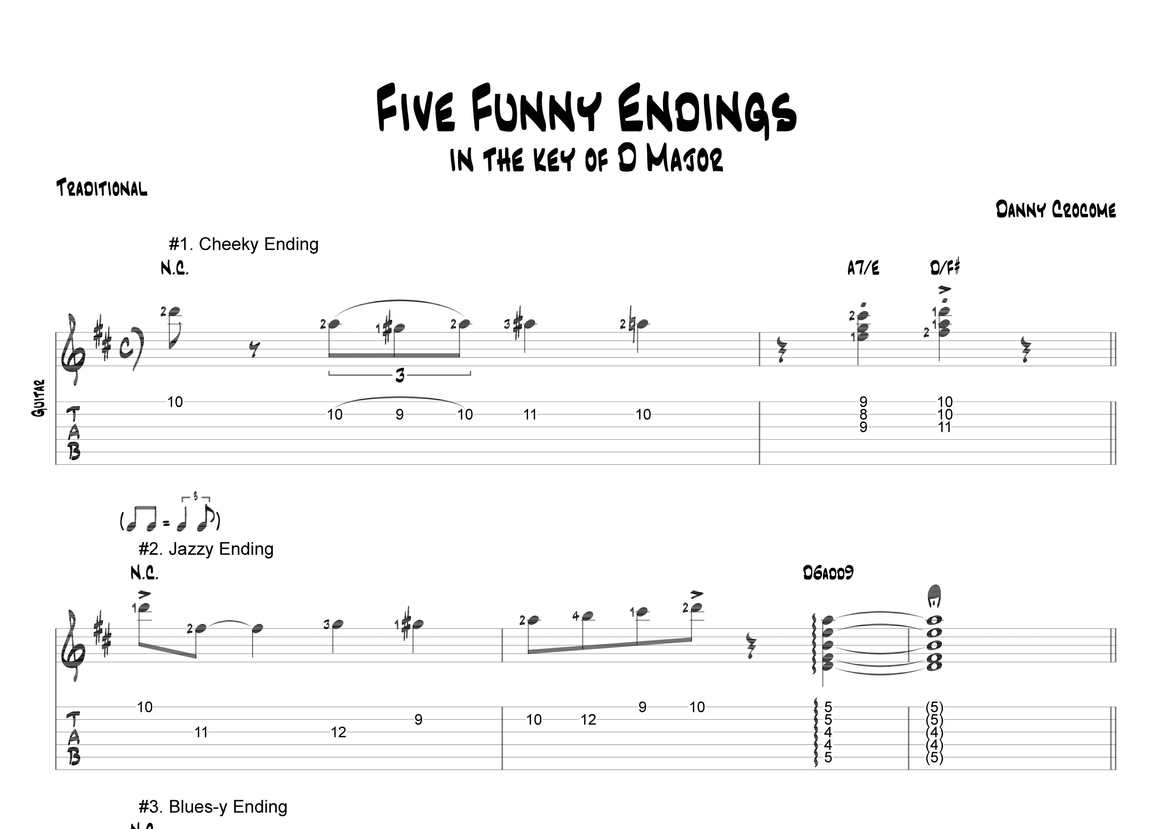 Five Funny Endings (in the key of D Major)