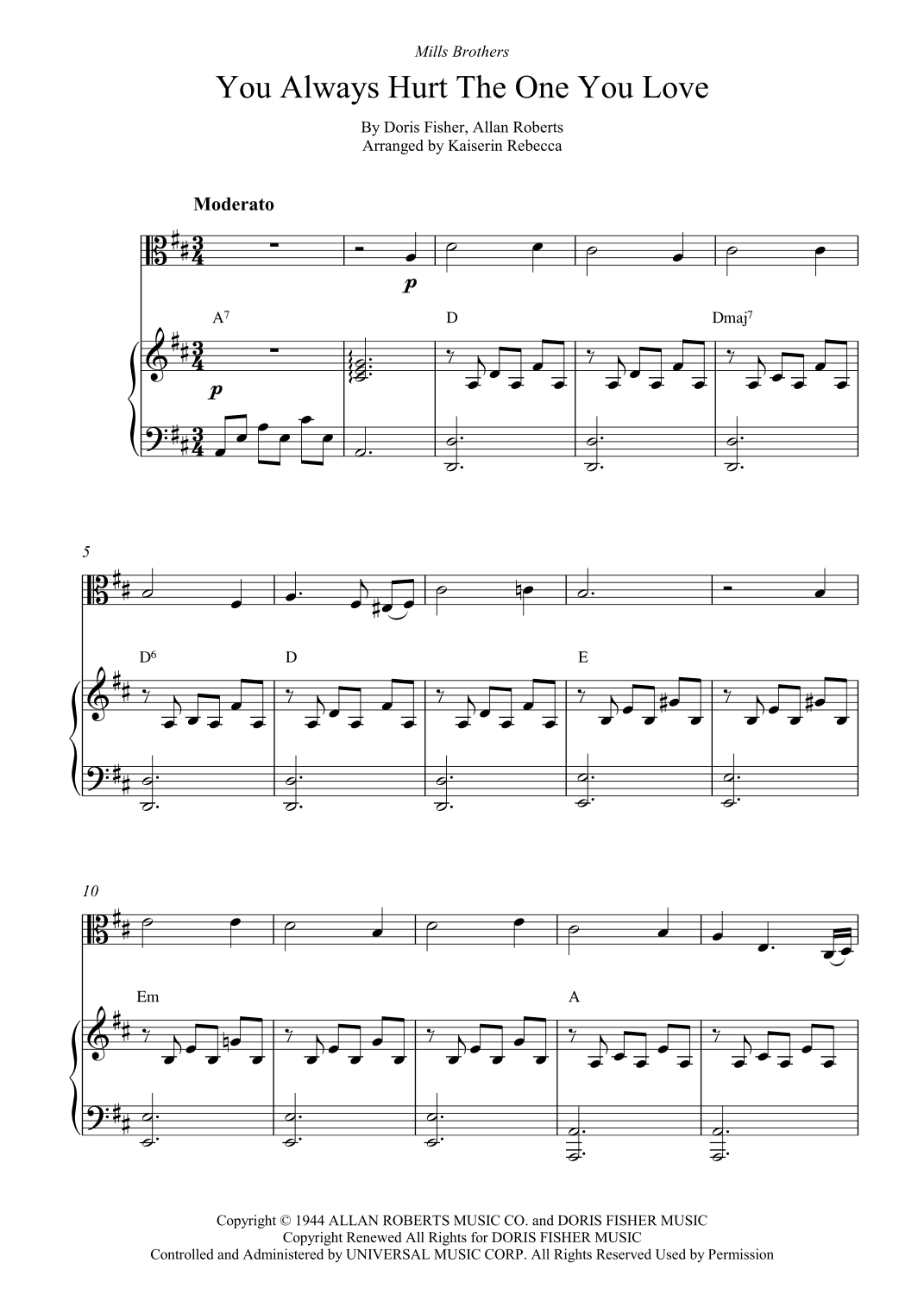 You Always Hurt The One You Love (arr. Kaiserin Rebecca)
