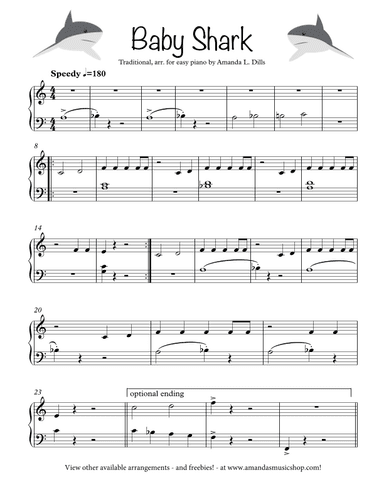 Baby Shark - Easy Piano (arr. Amanda Dills)