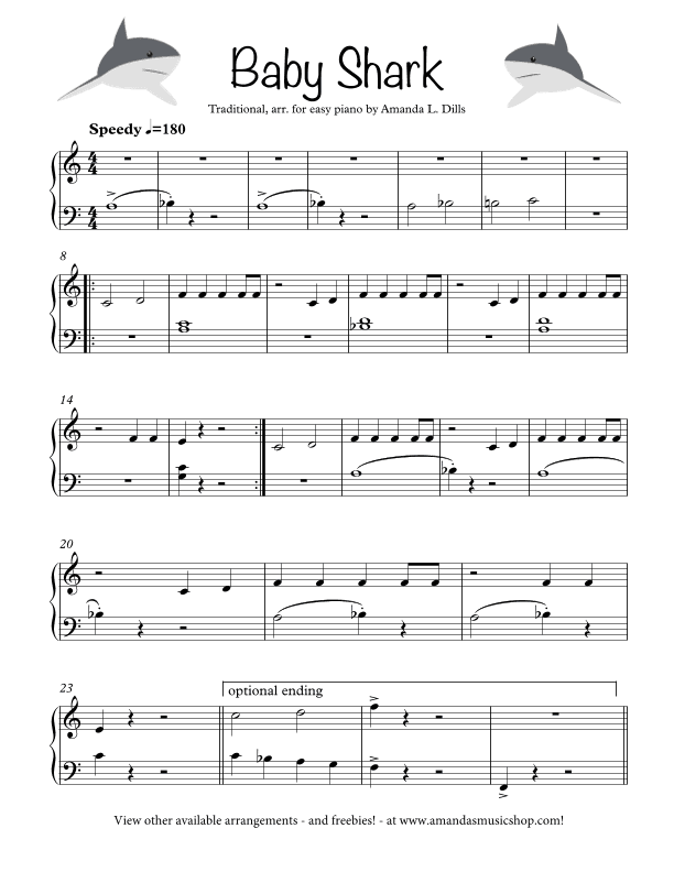 Baby Shark - Easy Piano (arr. Amanda Dills)