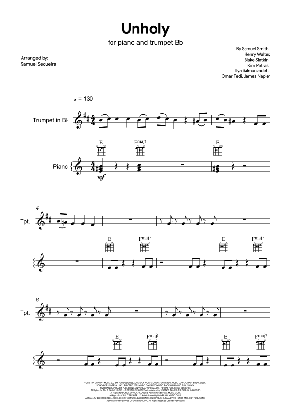 Unholy (arr. Samuel Sequeira)