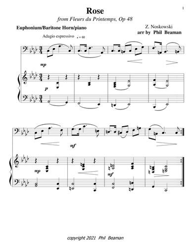 Rose-Noskowski-Euphonium/Baritone Horn-Piano (arr. Phil Beaman)