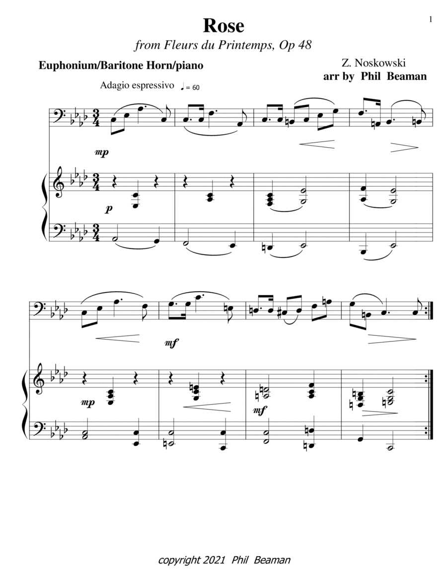 Rose-Noskowski-Euphonium/Baritone Horn-Piano (arr. Phil Beaman)