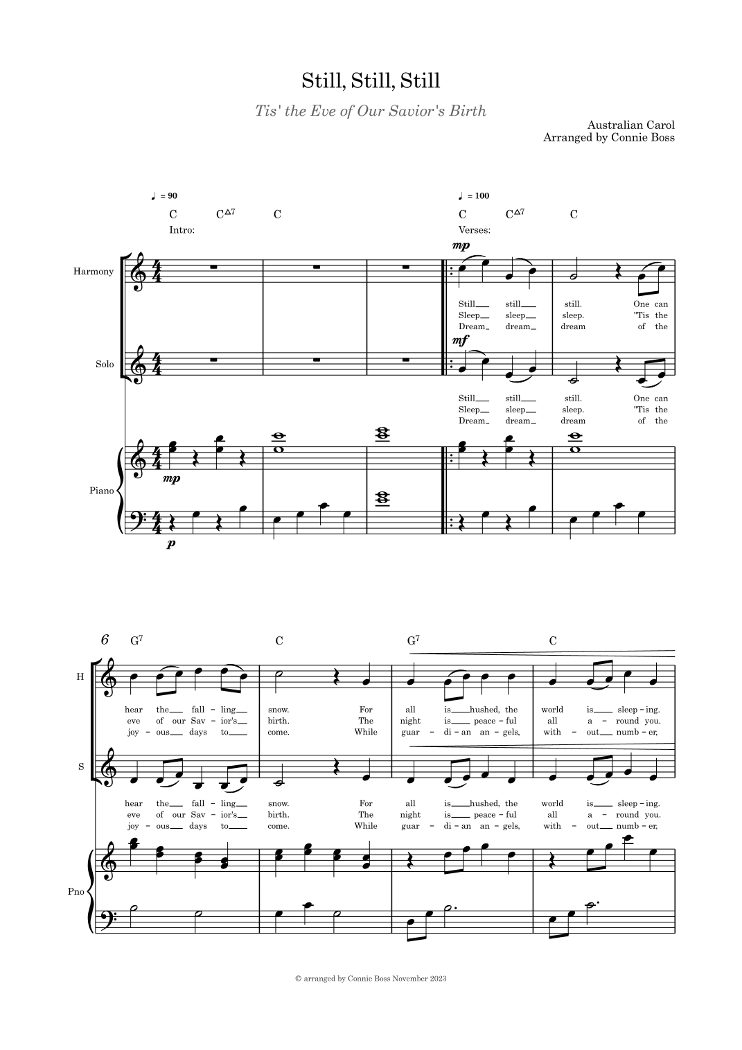 Still Still Still "Tis the Eve of our Savior's Birth duet and piano (arr. Connie Boss)