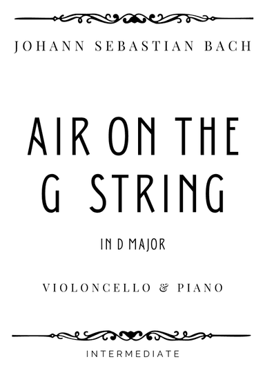 J.S. Bach - Air in the G String in D Major - Intermediate (arr. Piacere Music Sheets)