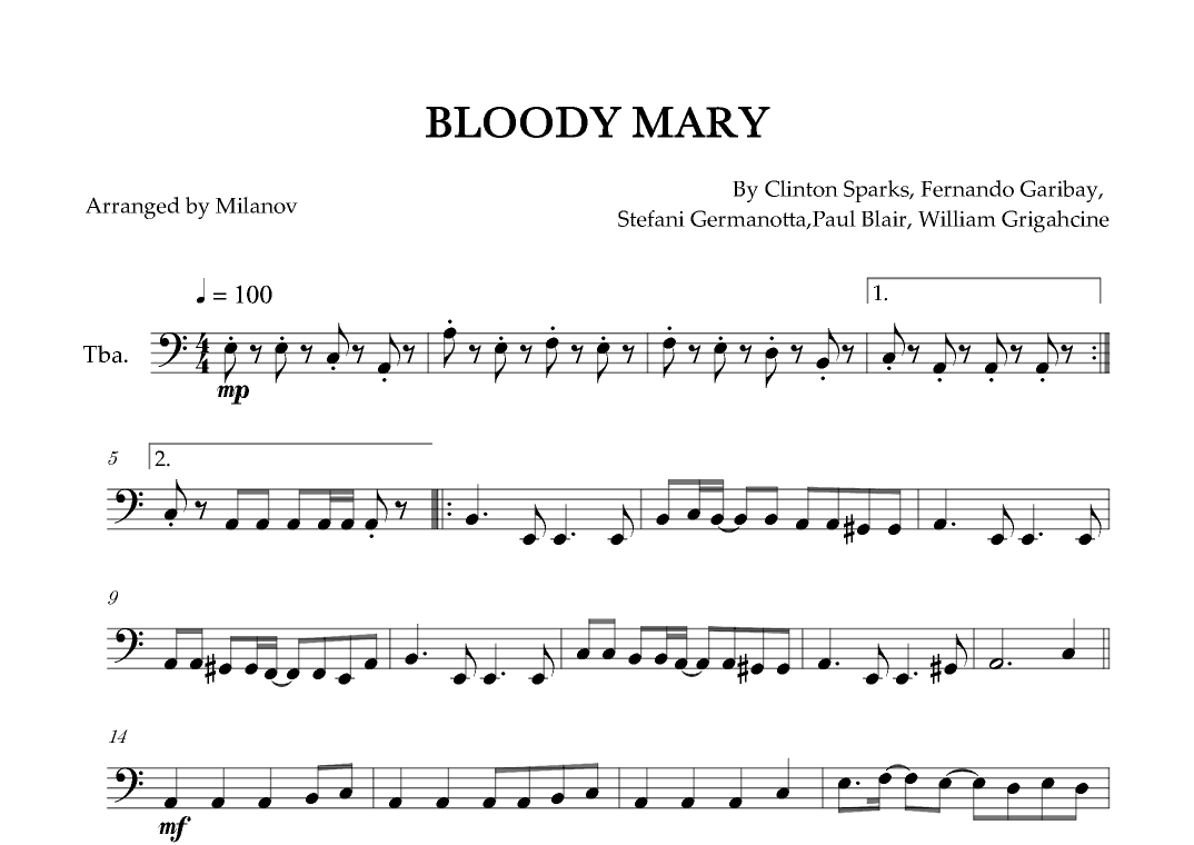 Bloody Mary (arr. Milanov)
