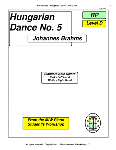 Brahms - Hungarian Dance No. 5 - (Key Map Tablature) (arr. John M. Honeycutt)
