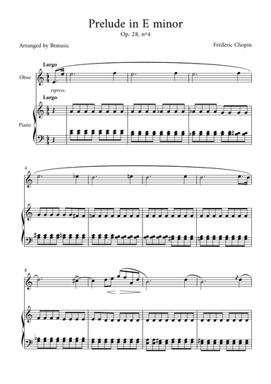 Prelude in E minor (Op. 28, n.4) - Oboe and Piano (arr. BTmusic)