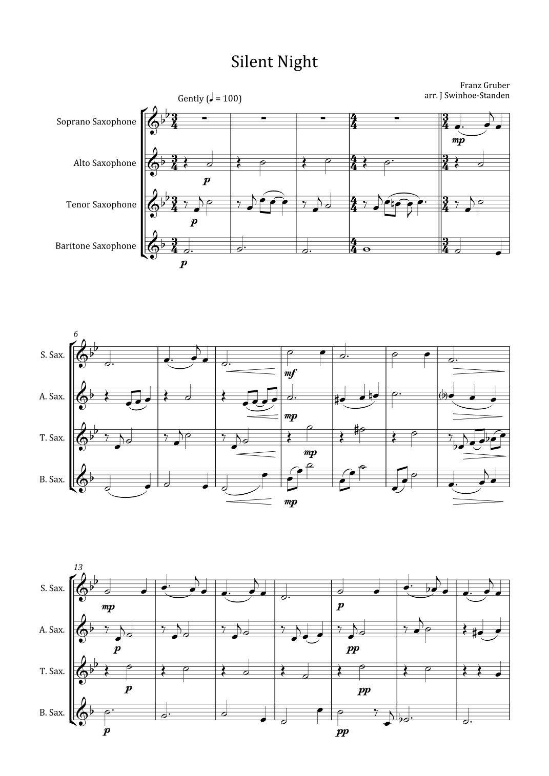 Silent Night (arr. J Swinhoe-Standen)