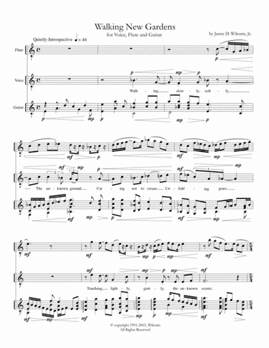 Walking New Gardens for Mezzo, Flute and Guitar