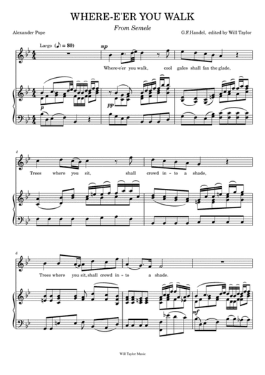 WHERE E'ER YOU WALK (High voice) (arr. Will Taylor)