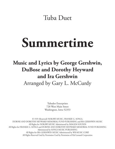 Summertime (arr. Gary McCurdy, The Tubador)