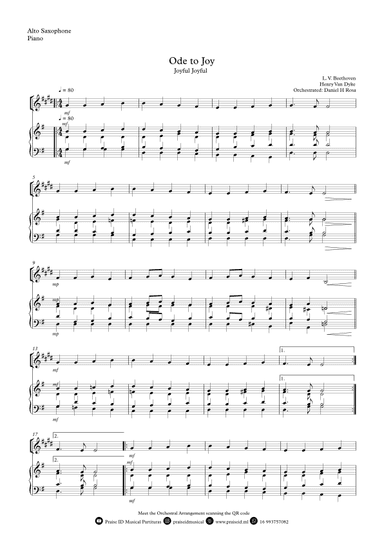 Ode to Joy - Joyful Joyful - Easy Alto Saxophone and Piano (arr. Daniel H Rosa)