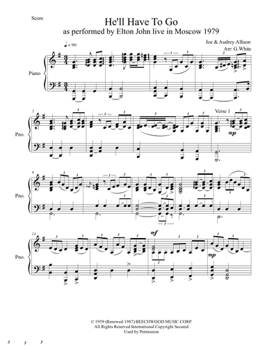 He'll Have To Go (arr. G.White)