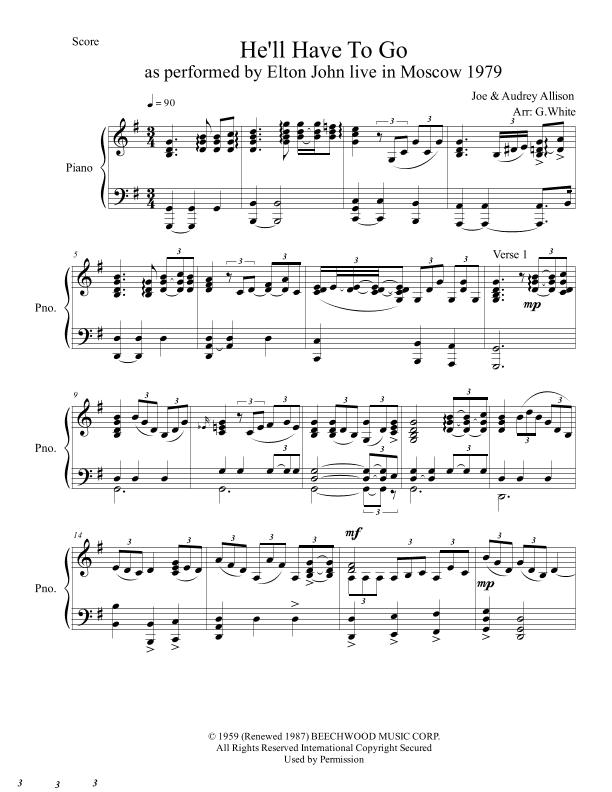 He'll Have To Go (arr. G.White)