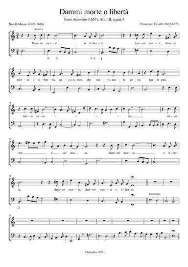 Dammi morte o libertà (arr. Early Music Scores)