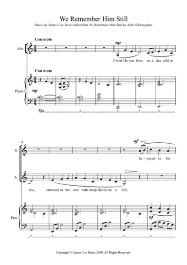 We Remember Him Still (SATB) - A New Christmas Carol Music James Cox Lyrics John O'Donoghue