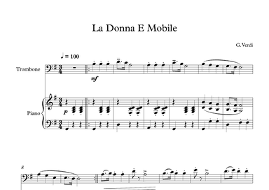 La Donna E Mobile - Giuseppe Verdi (Trombone + Piano) (arr. Digital Book Music)