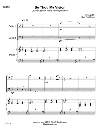 BE THOU MY VISION - CELLO DUET with Piano Accompaniment (Grade 2+) (arr. Glen Poehlmann)